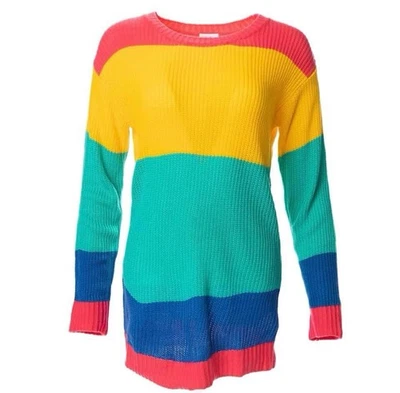 LuLaRoe Mariah Sweater Top - Coral, Yellow, Green & Blue  - X-Large - Image 1 of 4