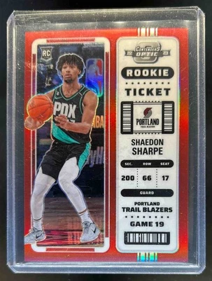 2022-23 Contenders Optic Shaedon Sharpe Rookie Ticket Red #17 Trail Blazers - Image 1 of 2