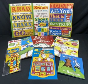 Lot Verschiedenes Dr. Seuss Artikel (Boo, Lesezeichen, Radiergummis, Poster & Aufkleber) Neu - Bild 1 von 11