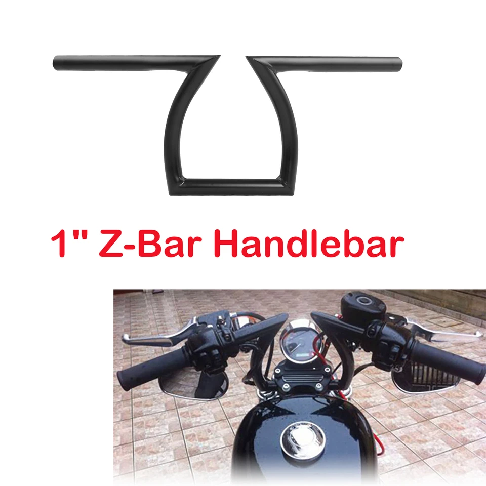 Black 1" Z-Bar Handlebar Fit For Harley Sportster XL 883 1200 Chopper Bobber - Image 1 of 4