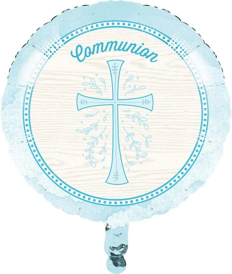 Divinity Blue Cross Religious Theme Party Decoration 18" Mylar Balloon COMMUNION - Image 1 of 1