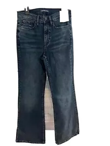 Calvin Klein Super High Rise Flare Jeans Size 25 Split Hem Pants - Picture 1 of 4