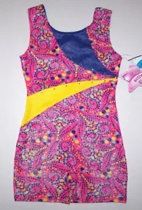 Moret Biketard Unitard Leotard Bodysuit Dotted Hearts Tank Pink Glitter New Girl - Picture 1 of 10