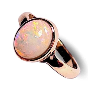 Rosa Blanco' Australian Solid Opal Ring 14k Rose Gold 14.4ct Sz 6.5 K64 - Picture 1 of 6