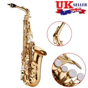 Brass Eb Alto Saxophone Sax Gold with Case Student Beginner & Accessories New-- - Picture 1 of 12