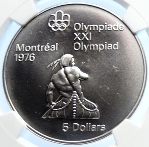 1974 CANADA Elizabeth II Olympic Montreal Native BU Silver $5 Coin NGC i106656 - Picture 1 of 5