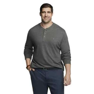 IZOD SALTWATER $65 Gray Long Sleeve Relaxed Henley Shirt Top Men 2XL Tall / 2XLT - Picture 1 of 8
