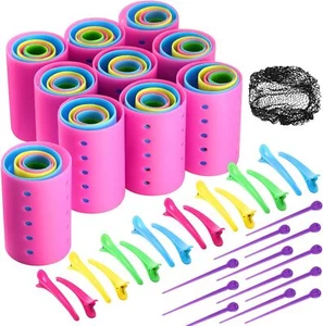 141 Pieces Magnetic Hair Rollers Set Include 60 Plastic Smooth Hair Rollers wit - Picture 1 of 5