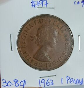 1 Penny Australia Coin QEII 1963 (VF) #197