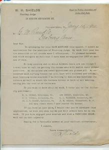 Vintage Letterhead WH SHIELDS Starting Judge Philadelphia PA 1910 Trotting Horse - Picture 1 of 1