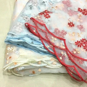 Mesh Embroidery Lace Fabric Sheer Voile Tulle Curtain Dress Craft DIY Floral Sew - Picture 1 of 15