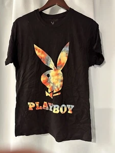 Playboy Men's Tie Dye Bunny short sleeve Black T-Shirt SZ Medium - Picture 1 of 2