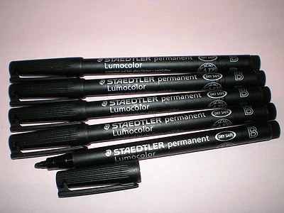  5 x STAEDTLER Folienstift Lumocolor B permanent 314-9 schwarz OHP Pen Marker NE - Bild 1 von 2