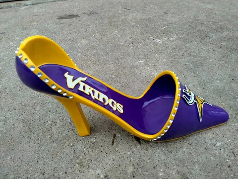 Minnesota Vikings Bejeweled High Heeled Stiletto Shoe Wine Bottle Holder - Nice! Cover