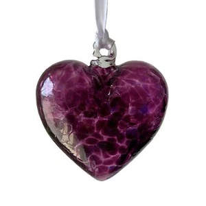 Milford Friendship Purple Glass Heart Love Small Handmade Hanging Keepsake Gift - Picture 1 of 1