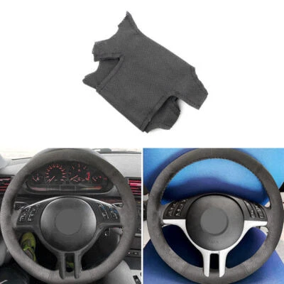 All Black Suede Steering Wheel Cover For BMW X5 1999-2003 Z3 E36 00-2002 Leather - image 1 of 4