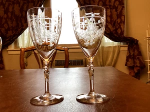 2 Rock Sharpe Crystal Glasses, Etched Glass, 2011-19 Water Goblet - Picture 1 of 17