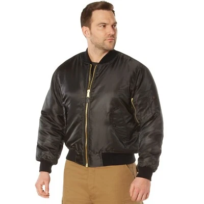 MA-1 Bomber Jacket Flight Coat Air Force Military Solid Black Reversible XS-10XL - Image 1 of 4