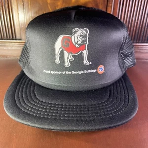 Vintage Georgia Bulldogs Foam Trucker Hat 76 Gas Logo - Picture 1 of 10