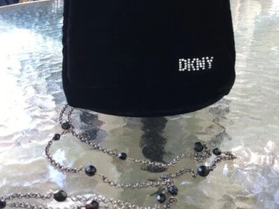 DKNY WOMEN BLACK VELVET CROSSBODY BAG ON CHAIN USED ONCE - Image 1 of 4