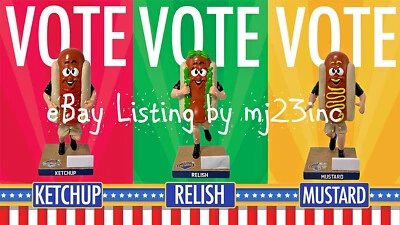 BROOKLYN CYCLONES NATHANS CONEY ISLAND HOT DOG KETCHUP MUSTARD RELISH BOBBLEHEAD - Image 1 of 2