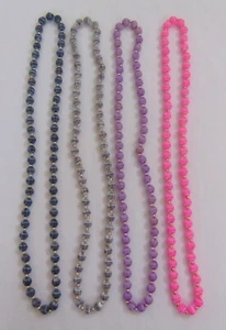 Vintage Silk Thread Beads Necklace Gray Silver Lavender Pink 4 Items 30"  New #3 - Picture 1 of 5
