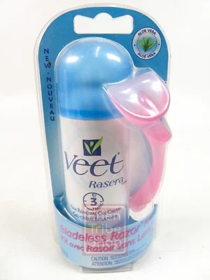 Veet Rasera ALOE VERA 2003 Gel depilación Kit de Maquinilla de Afeitar Sin Cuchillas 5.1oz Nuevo En Caja Foto 1 de 4