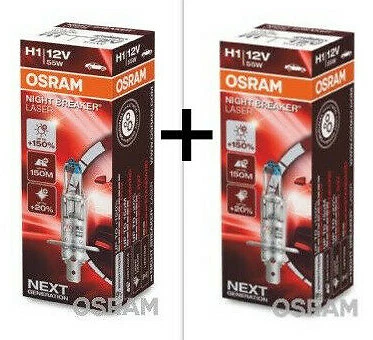 欧司朗 2x H1 夜间断路器激光器最强大的卤素灯泡 150% 下一代 — 第 1/4 张图片