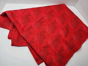 Cotton Red Black & White Leaf Foliage Sewing Craft Quilting Fabric 44" x 110" - Picture 1 of 16