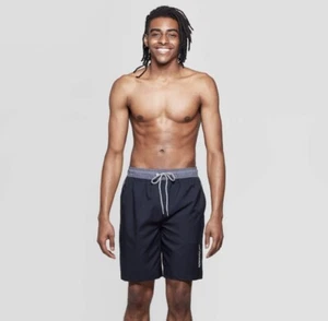 Speedo Men's 9" Marina Long Volley Swim Trunks - Black/Gray- size XL  UPF 50+ - Picture 1 of 10