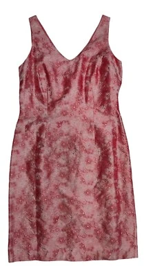 Vestido Vaina Donna Ricco Coral Floral 100% Seda Sin Mangas Talla 8 Foto 1 de 4