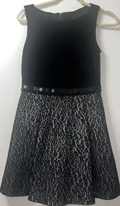 Amy Byer Girls Size 16 dress Black velvet top half with brocade bottom sequin - Picture 1 of 12