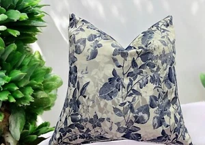 Navy Cushion cover , flowers pattern 50x50cm - Picture 1 of 8
