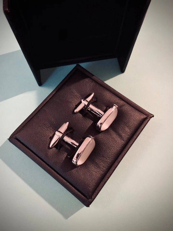 Edelstahl Manschettenknöpfe Perlmutt Einlage Stainless Steel Cufflinks NEU - Bild 1 von 1