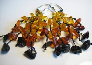 Echte baltische Bernstein Ohrringe Handarbeit Edelstein!!!  - Bild 1 von 2