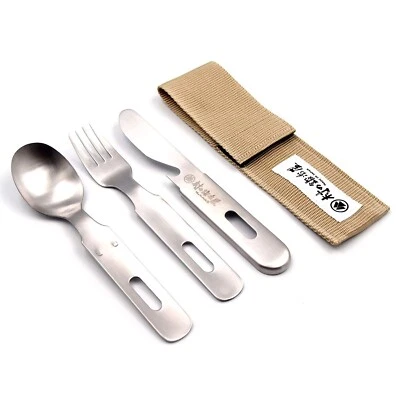 Juego de cubiertos y estuche de camping de acero inoxidable Village Blacksmith MK-7663 hecho en Japón Foto 1 de 4