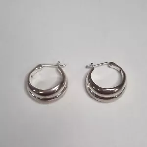 Georg Jensen Orecchini Curvi in Argento Sterling Medium (19,3 mm) - Foto 1 di 4