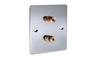 Placa frontal de pared de altavoz 2 postes cromado pulido placa plana audio AV - soldadura - Imagen 1 de 7