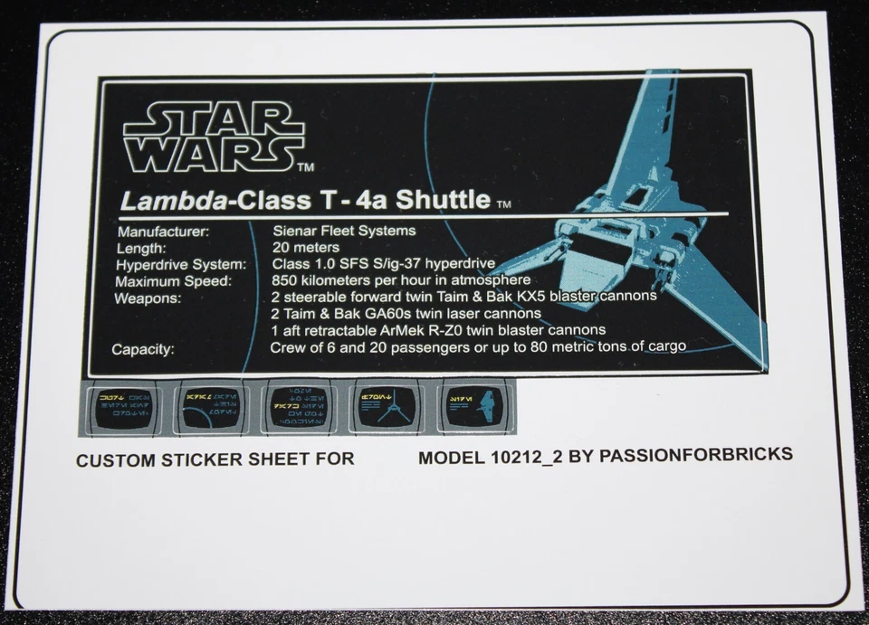 Custom Aufkleber für 10212 Replacement Sticker Sheet