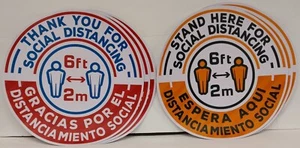 Pack of 6 Bilingual Social Distancing Stickers 12 Inch...................1FI - Picture 1 of 3