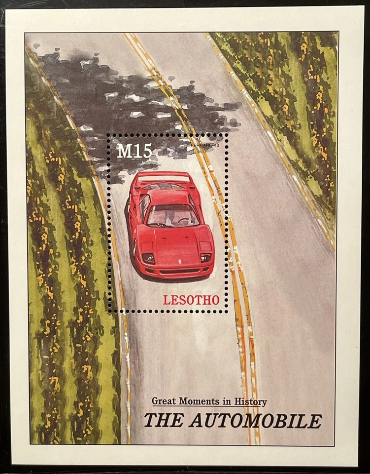 LESOTHO AUTOMOBILES STAMPS S/S 2001 MNH FERRARI LUXURY SPORTS CAR CLASSIC CAR  - Image 1 of 1