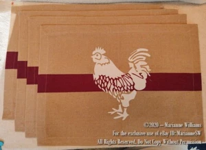 4 NEW PLACEMATS TABLE MATS ROOSTER / CHICKEN PRIM COUNTRY TABLE DECOR - Picture 1 of 2