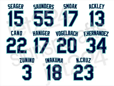 Seattle Mariners DECAL STICKER 2010s Hernandez Seager Cruz Cano Haniger Saunders - Image 1 of 4