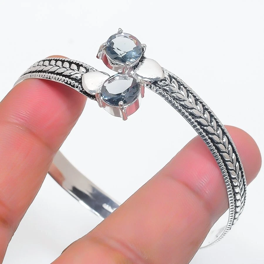 Alexandrite Gemstone 925 Sterling Silver Jewelry Adjustable Cuff Bracelet Foto 1 de 1