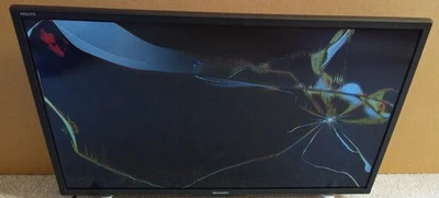 Sharp Aquos 24DH2KM 24" LED TV (Cracked Screen) WiFi Sat Netflix 12/24V + Box - Image 1 of 4