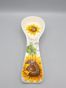 Maxcera Cucchiaio Girasole Poggia Giallo con Foglie Bianco 10,25" - Foto 1 di 6