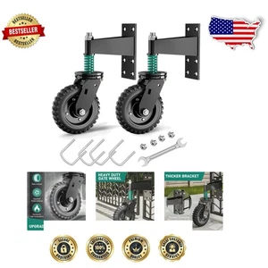 Durable 6-Inch Heavy Duty Gate Wheels – Supports 550 lbs, Easy Installation Kit - Picture 1 of 9