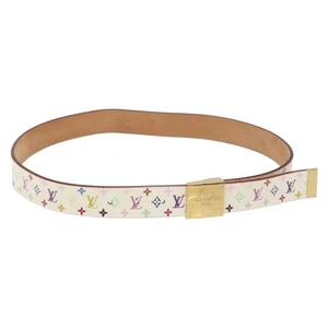 Auténtico cinturón Louis Vuitton monograma multicolor para el cuidado de la piel blanco LV yk18692 - Imagen 1 de 15