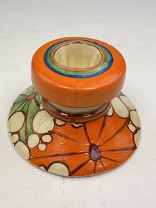 Clarice Cliff ORANGE BROTH candlestick, 5.5cm. Shape 331. Art Deco, circa 1930. - Picture 1 of 7