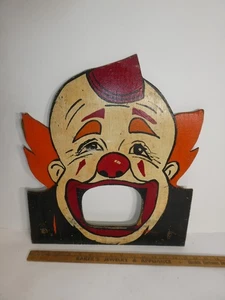 vintage wooden cut out clown face bean bag toss 15 x 18" - Picture 1 of 6